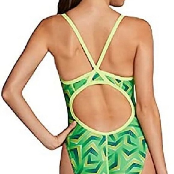 Speedo 1 Pc Play The Angles Pro LT Flyback Swim Team Racing Vibrant Lime - Picture 2 of 5